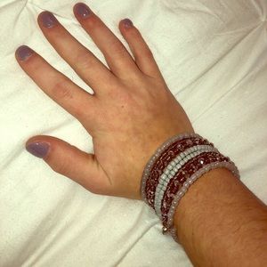 Grey beaded wrap bracelet